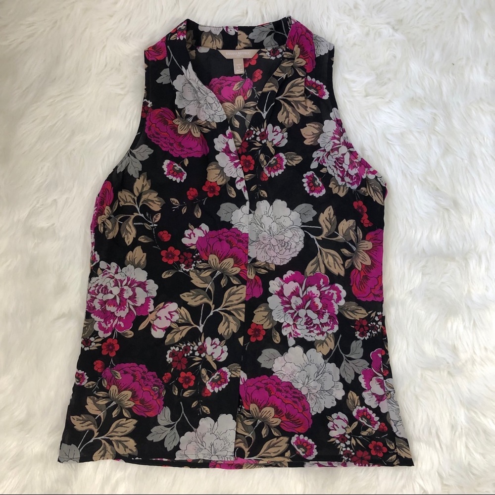 Banana Republic Sheer Sleeveless Floral Blouse